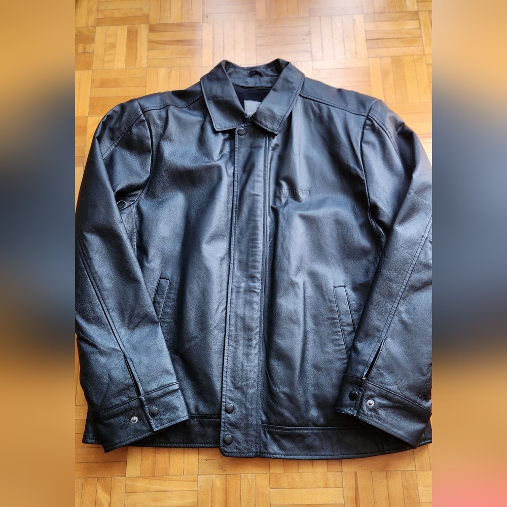 NASCAR Men's Black Leather Jacket - Lined